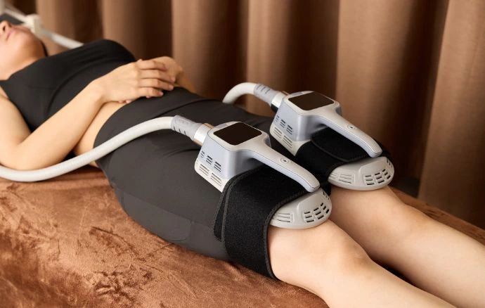 太ももの施術風景