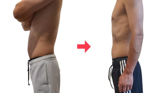 30代男性 ビフォーアフター 週に1回：1ヶ月の変化