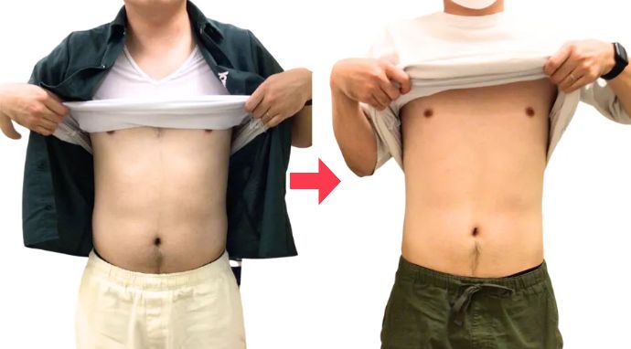 30代男性 ビフォーアフター 週に1回：1ヶ月の変化