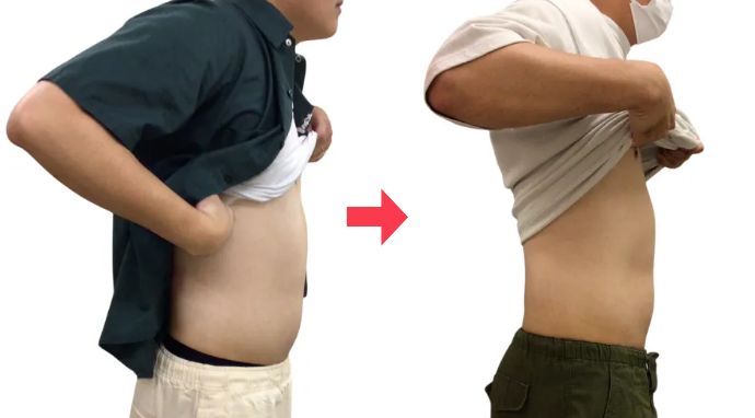 30代男性 ビフォーアフター 週に1回：1ヶ月の変化